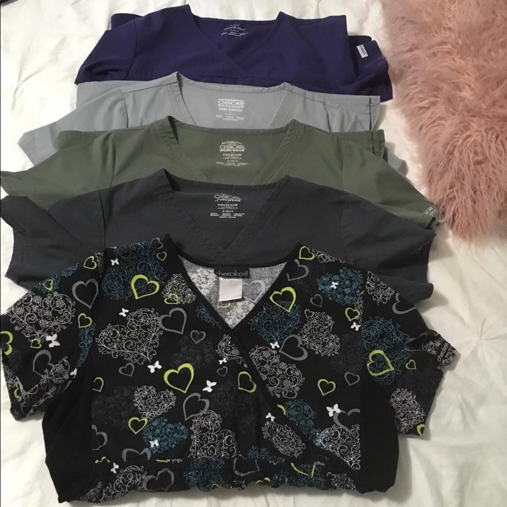 5 size small stretchy scrub tops